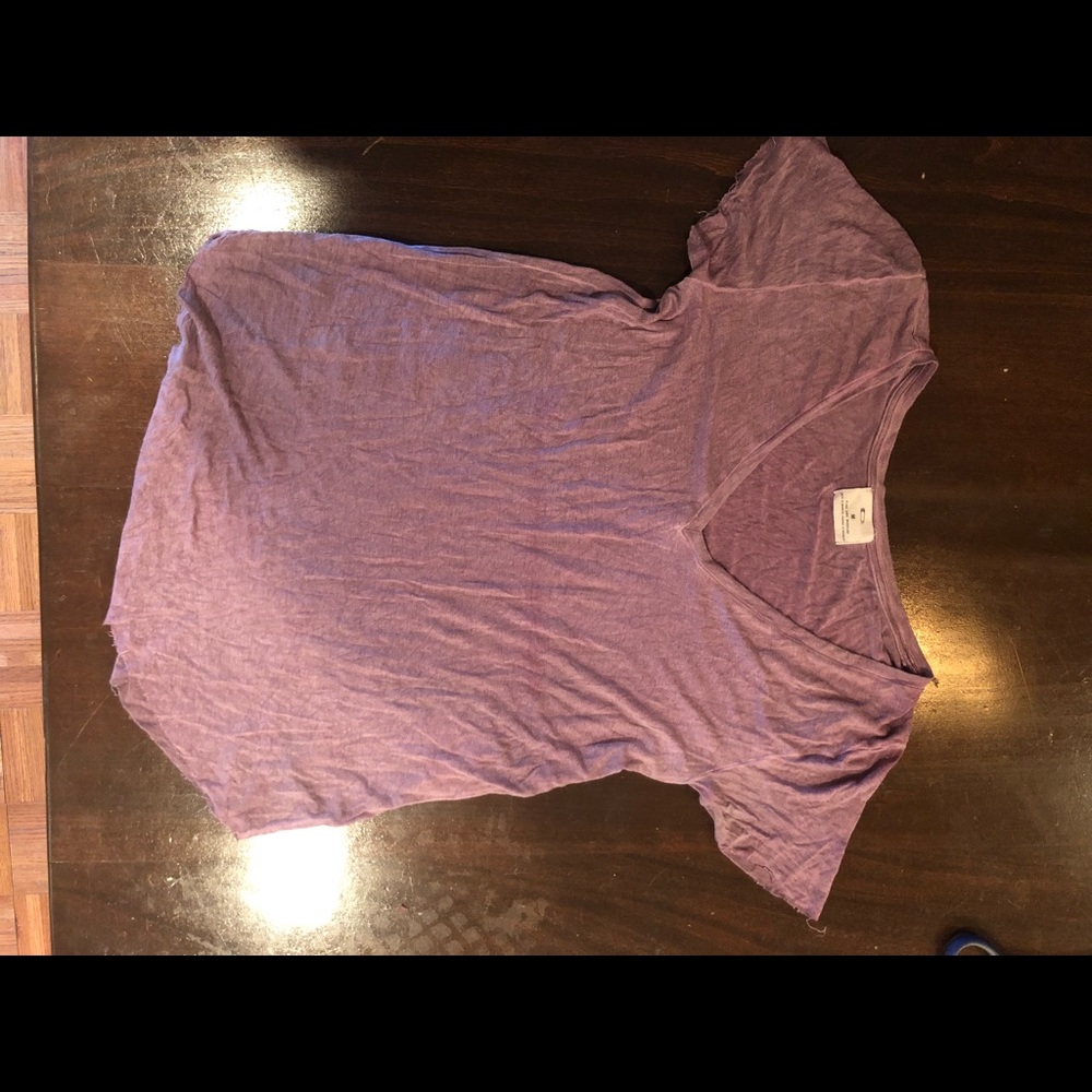 Pins and needles v neck with distressed edges